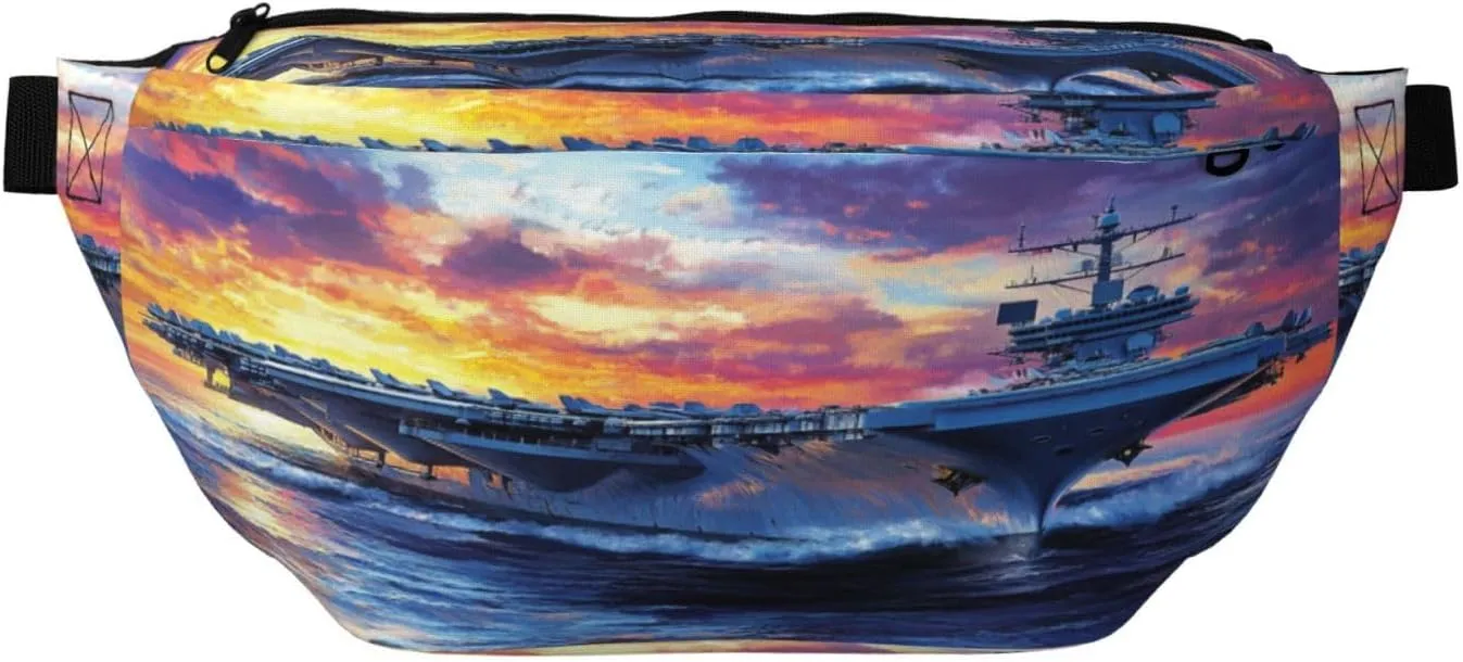 Aircraft Carrier Fanny Pack For Women Man, Waist Belt Bag Crossbody For Sports Travel Hiking Running Jogging