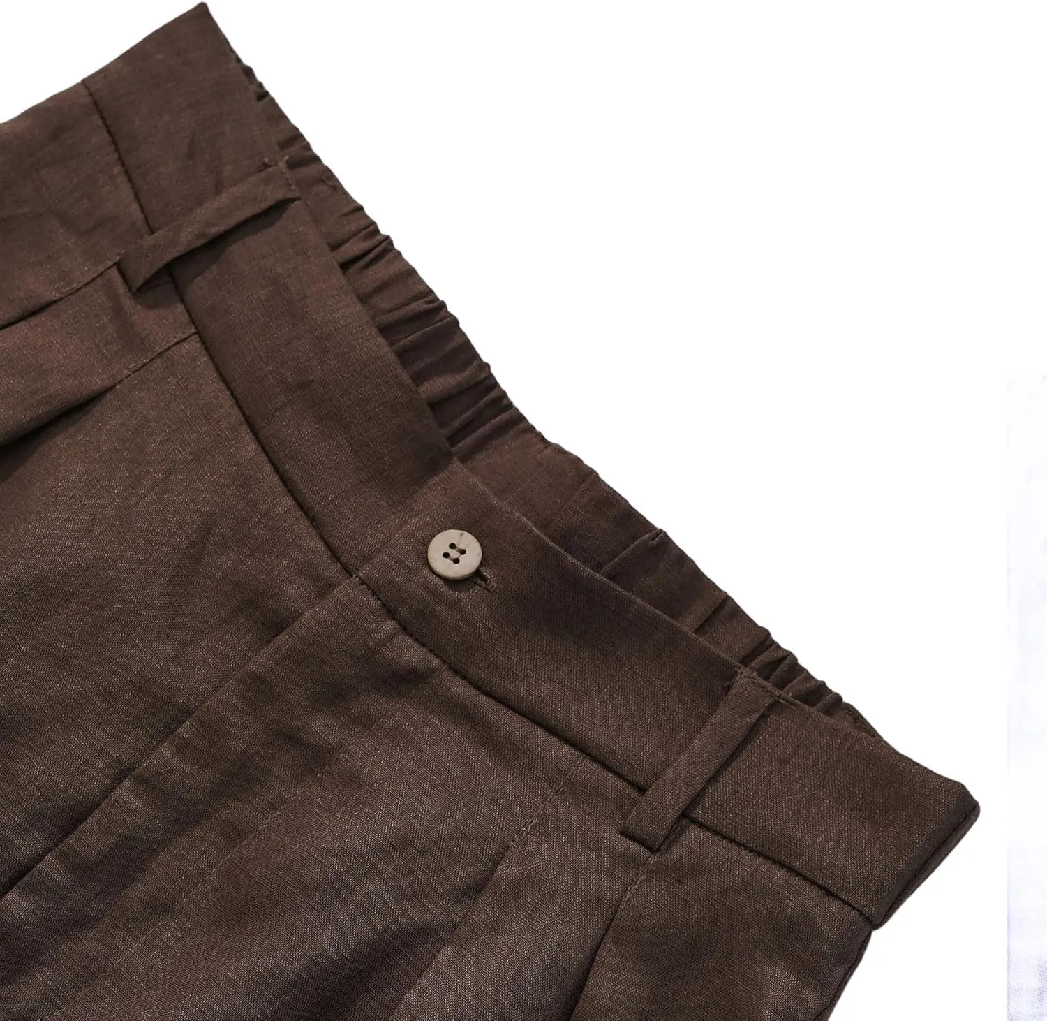 Amazhiyu Women's 100% Linen Summer High-Waisted Wide Leg Pants with Pockets