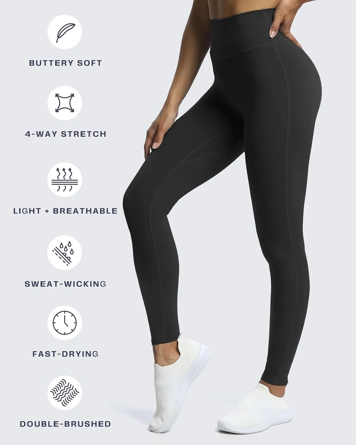 Aoxjox High Waisted Workout Leggings for Women Trinity Yoga Pants 26.5"