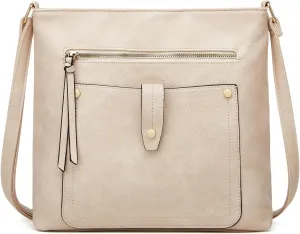 Bags for Women Retro style contrasting color stitching multi-pocket crossbody bag for women for daily travel(Creamy-white)