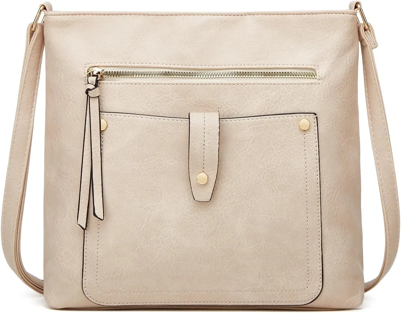 Bags for Women Retro style contrasting color stitching multi-pocket crossbody bag for women for daily travel(Creamy-white)