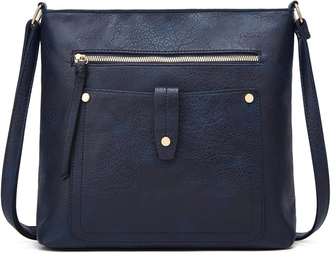 Bags for Women Retro style contrasting color stitching multi-pocket crossbody bag for women for daily travel(Darkblue)