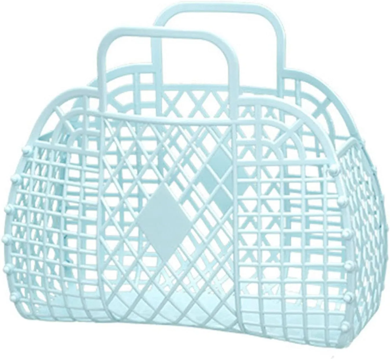 Beach Tote Bag, Women Plastic Tote Bag with Handle Foldable Reusable Shopping Handbags Basket Hollow Storage Basket for Halloween Xmas