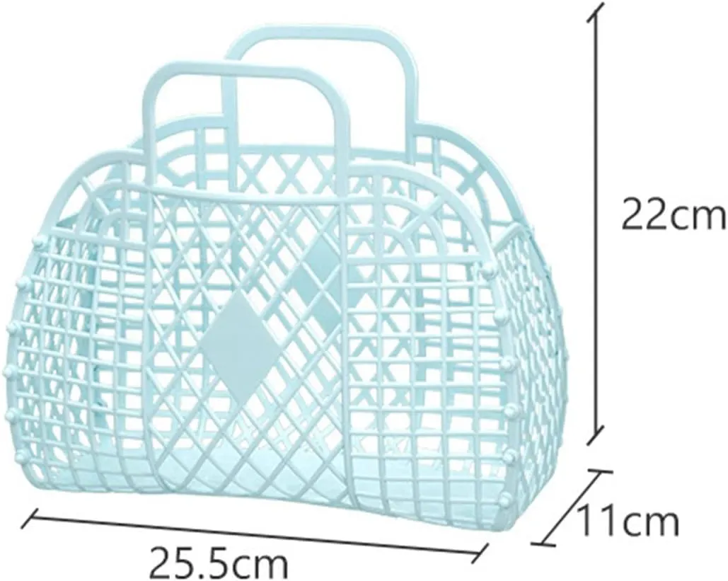 Beach Tote Bag, Women Plastic Tote Bag with Handle Foldable Reusable Shopping Handbags Basket Hollow Storage Basket for Halloween Xmas