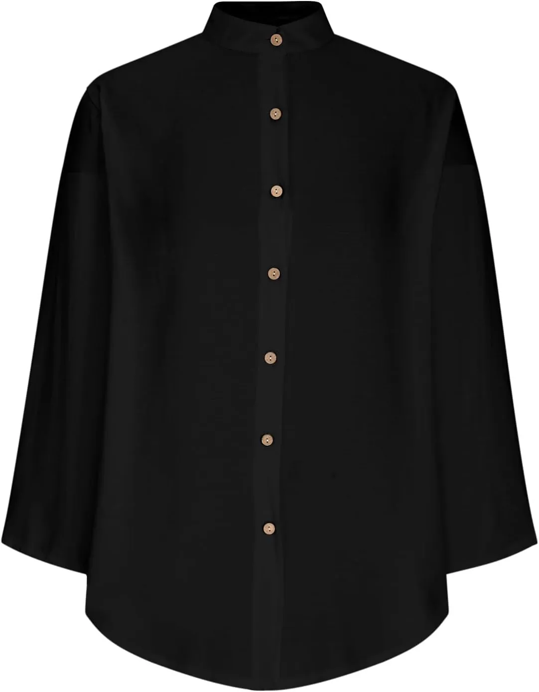 Binmer Womens Linen Button Down Shirt Summer 3/4 Sleeve Loose Blouse Oversized Casual V Neck Tunic Tops with Pockets