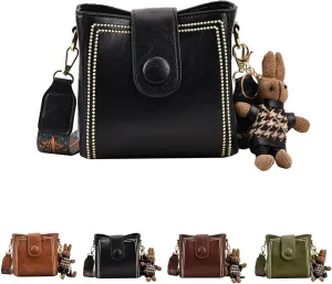 Bootara Bucket Bag, Women's Vintage Bunny Charm Bucket Bagwith Adjustable Wider Shoulder Strap, Travel Handbag