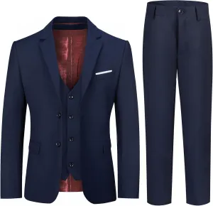 Boys Formal Suit Set Kids 3 Piece Suit Jacket Vest Pants Set Toddler Ring Bearer Outfit Wedding Prom Tuxedo Suits