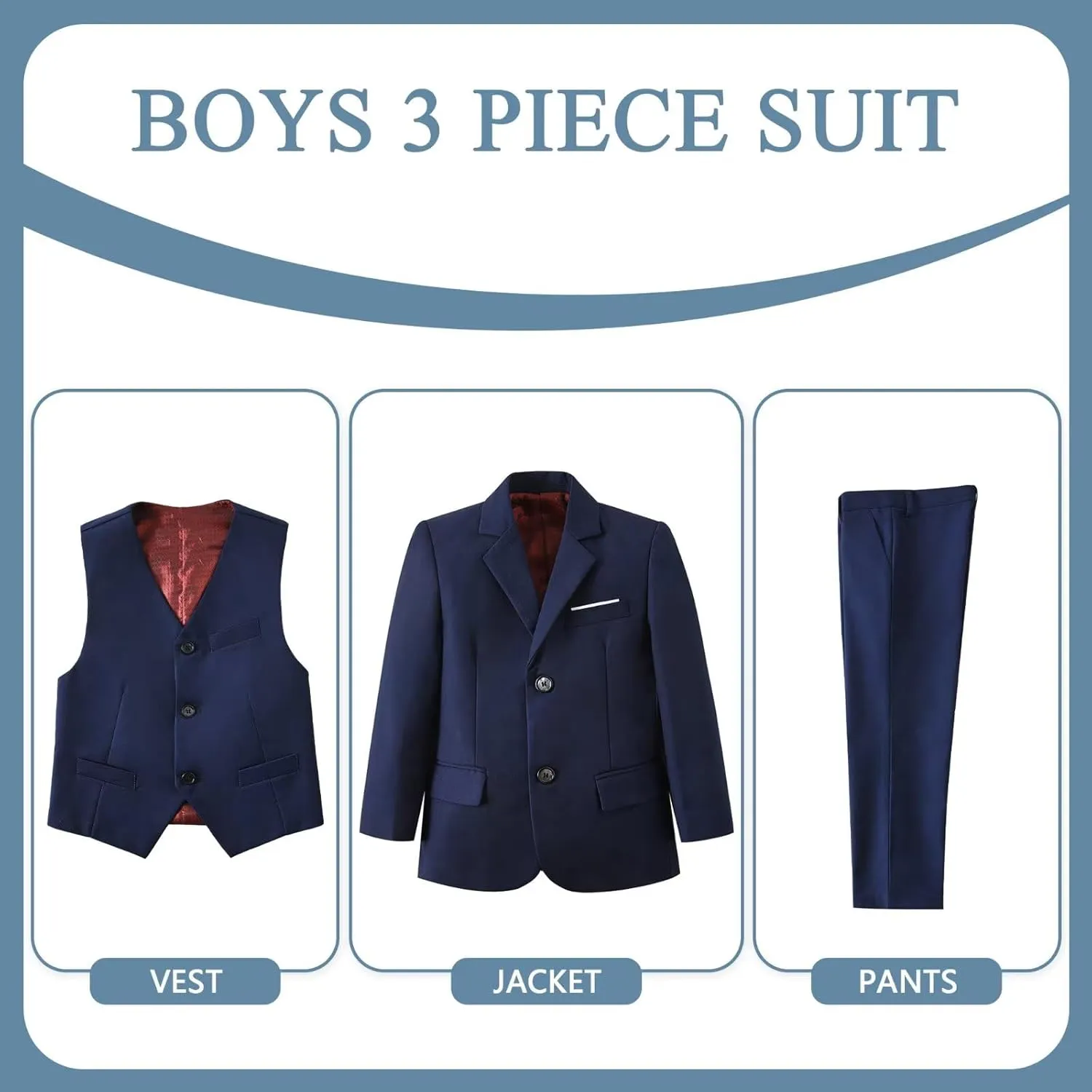 Boys Formal Suit Set Kids 3 Piece Suit Jacket Vest Pants Set Toddler Ring Bearer Outfit Wedding Prom Tuxedo Suits