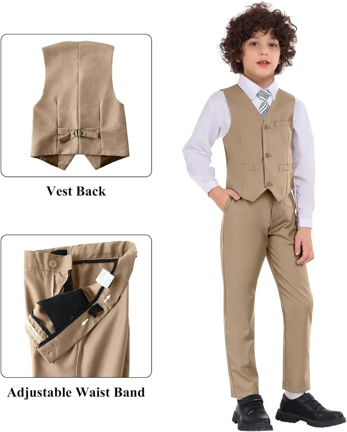Boys Formal Suit Set Kids 3 Piece Suit Jacket Vest Pants Set Toddler Ring Bearer Outfit Wedding Prom Tuxedo Suits
