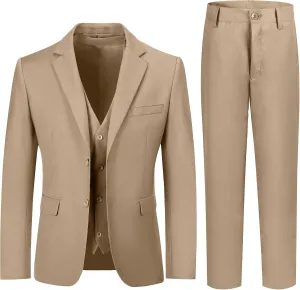Boys Formal Suit Set Kids 3 Piece Suit Jacket Vest Pants Set Toddler Ring Bearer Outfit Wedding Prom Tuxedo Suits