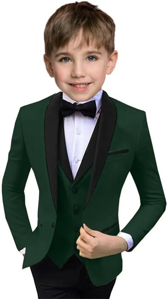 Boys Suit 3 Piece Ring Bearer Suit Boys Formal Jacket Vest Pants Suits Wedding Outfit for Party Prom Suit