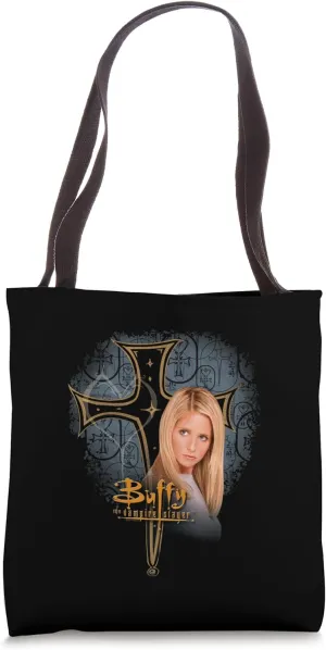 Buffy the Vampire Slayer Y2K Cross Pattern TV Show Tote Bag