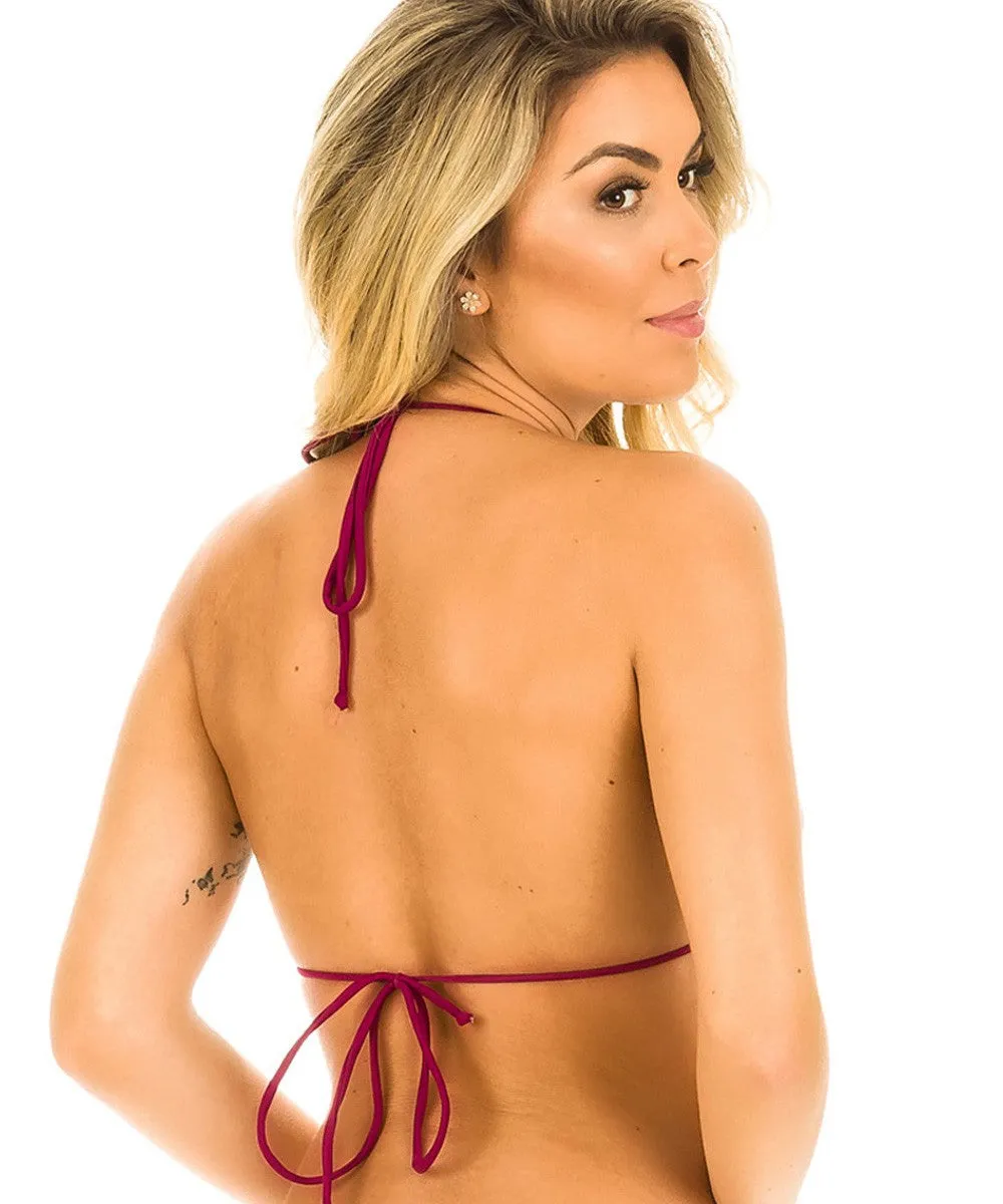 Burgundy Triangle Bikini Top  Lined, No Padding, Adjustable