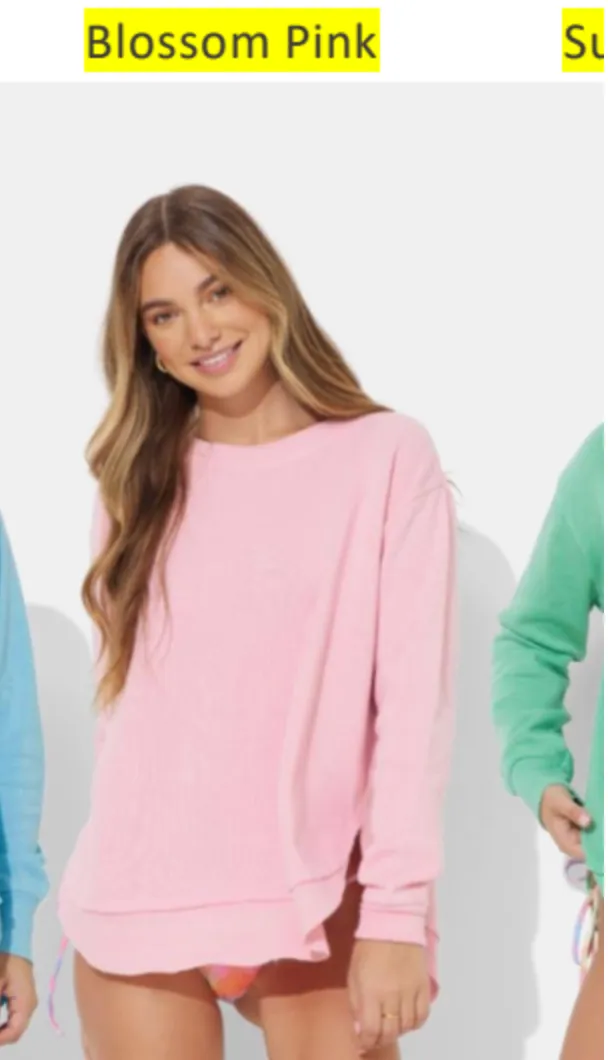 Burnout Round Hem Rib Trim Crewneck - Final Sale