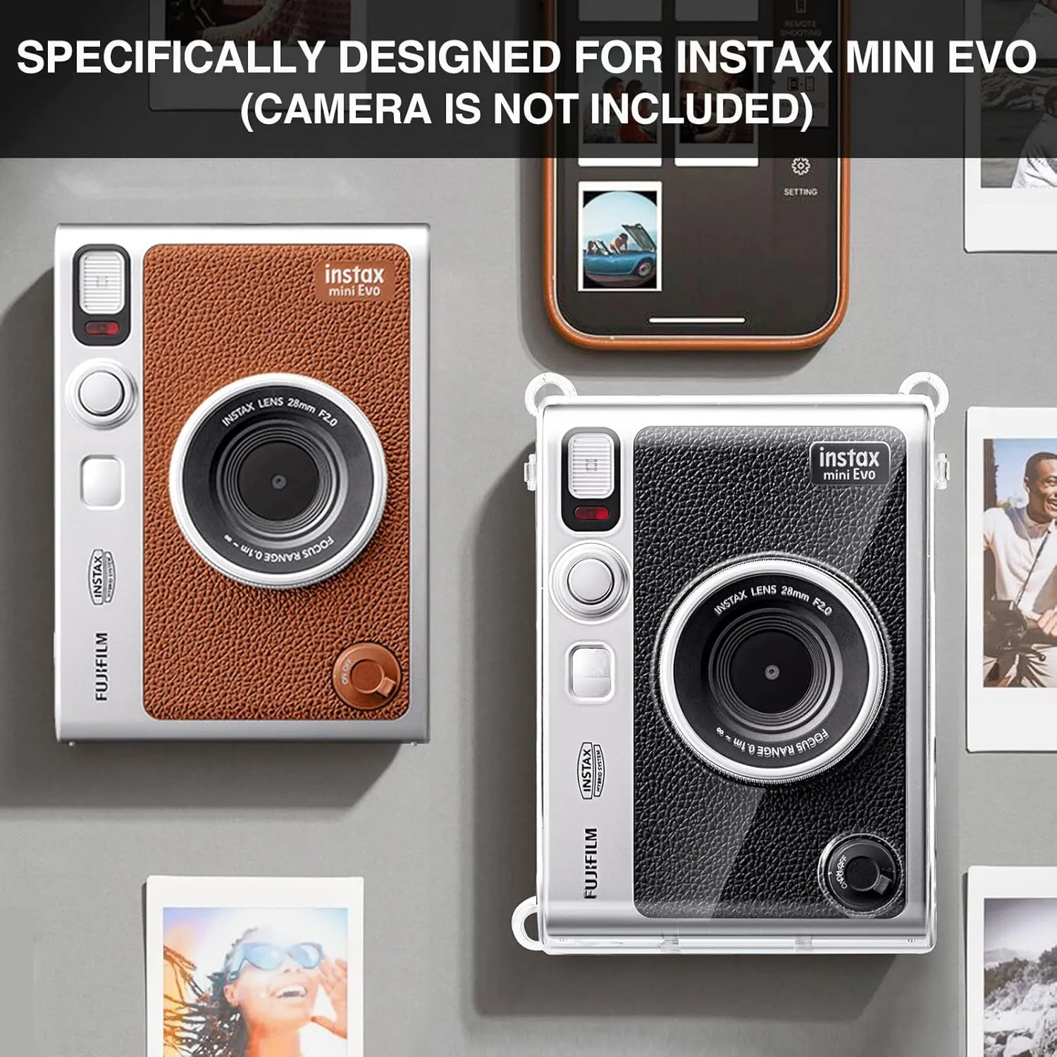 CAIYOULE Camera Case for Instax Evo with Screen Protector, Polaroid Mini Evo Accessory