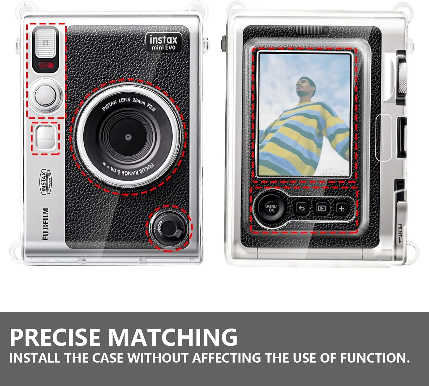 CAIYOULE Camera Case for Instax Evo with Screen Protector, Polaroid Mini Evo Accessory