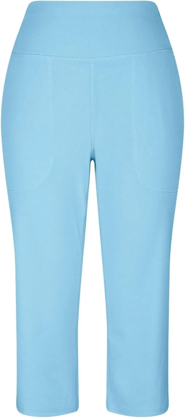 Capri Pants for Women Summer Casual Elastic Waist Wide Leg Cropped Trousers Plus Size Tummy Control Petite Yoga Pants