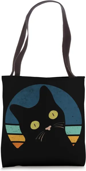 Cat Retro Style Vintage Black Kitten Cat Tote Bag