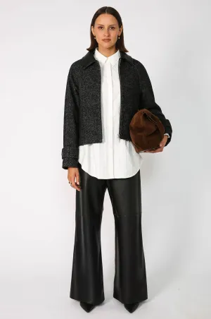 chore crop jacket / black|grey
