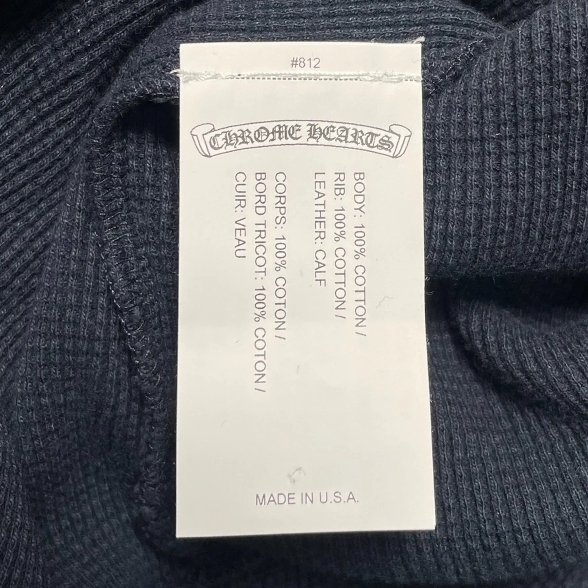 Chrome Hearts Cemetery Cross Patch Thermal Long Sleeve Navy Blue Pre-Owned
