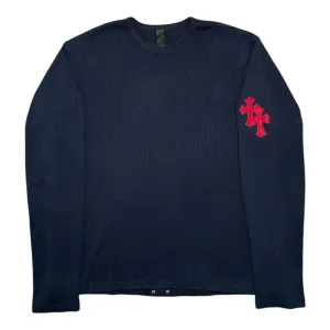 Chrome Hearts Cemetery Cross Patch Thermal Long Sleeve Navy Blue Pre-Owned
