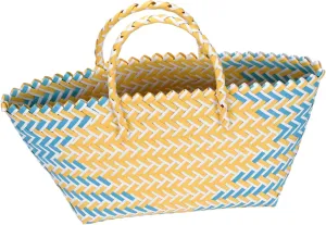Ciieeo 1Pc Women Handwoven Bag Retro Style Plastic Handbag for Summer Beach Casual Tote with Unique Color Matching Elegant Design for Shopping Daily Use