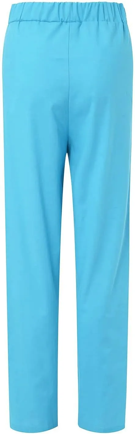 Cotton Linen Long Sets Women 2 Piece Outfits Long Sleeve High Low Tunic Tops Oversized and Wide Leg Pants Loungewear