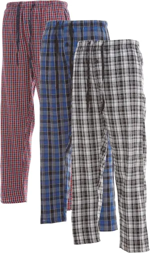 DARESAY 3 Pack: Plaid Pajama Pants For Men Mens Flannel Pajama Pants With Pockets & Button Fly (Up To 3XL)