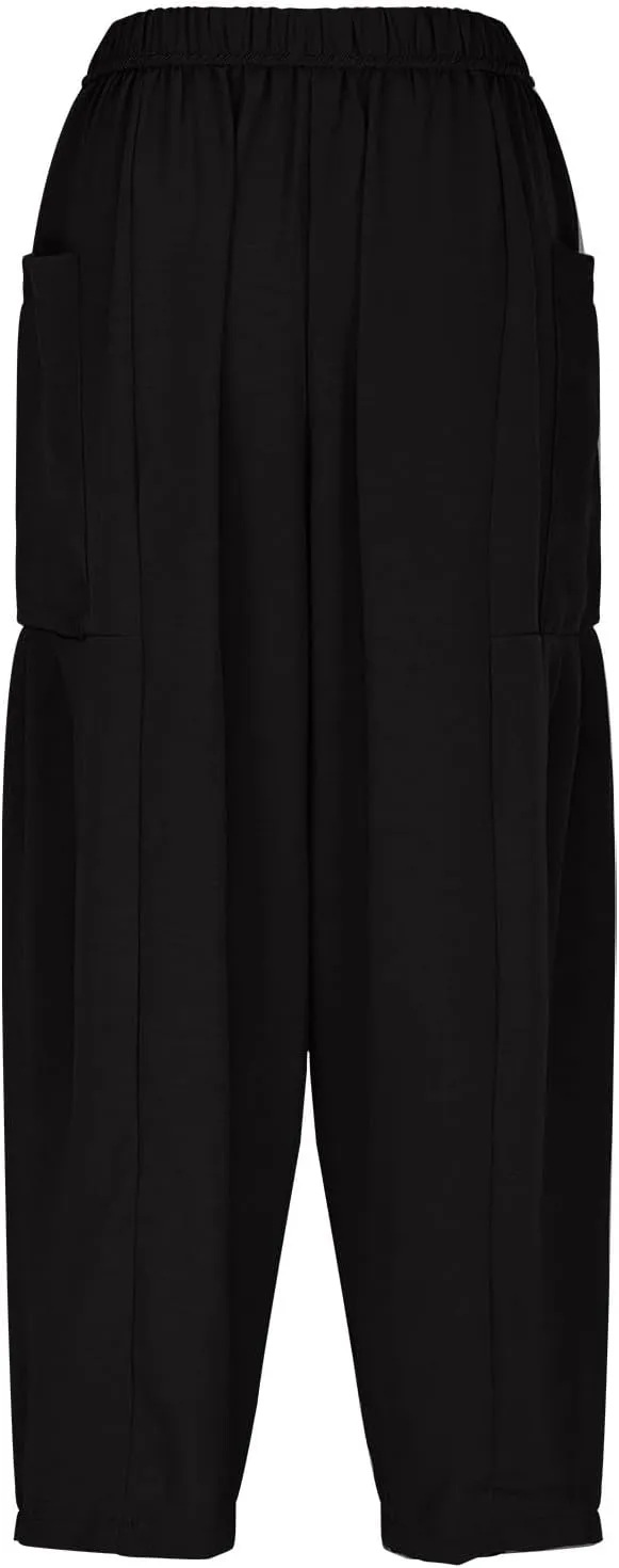 DASAYO Linen Pants Women Drawstring Elastic Waist Palazzo Harem Pants with Side Pockets Ladies Casual Loose Wide Leg Trousers