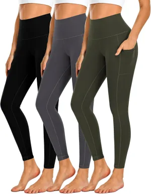 Dimore 4 Pack Workout Leggings for Women with Pockets,High Waisted Tummy Control Yoga Pants for Workout Running