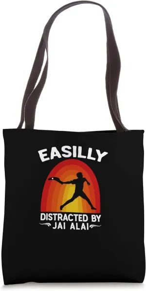 Easily Distracted by Jai Alai Retro Sports Silhouette Tote Bag