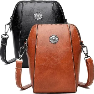 Elmyse,Elmyse Crossbody Bag Leather,Elmsye Crossbody Purse,Retro All-Match Vertical Cellphone Bag for Women (2PCS)