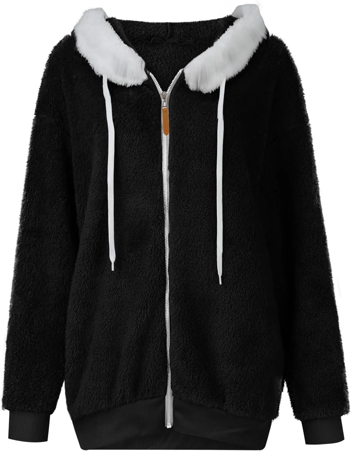 Fall Outfits for Women Zipper Color Block Outerwear Long Sleeve Fleece Plush Stitching Coats Warm Hooded Jacket