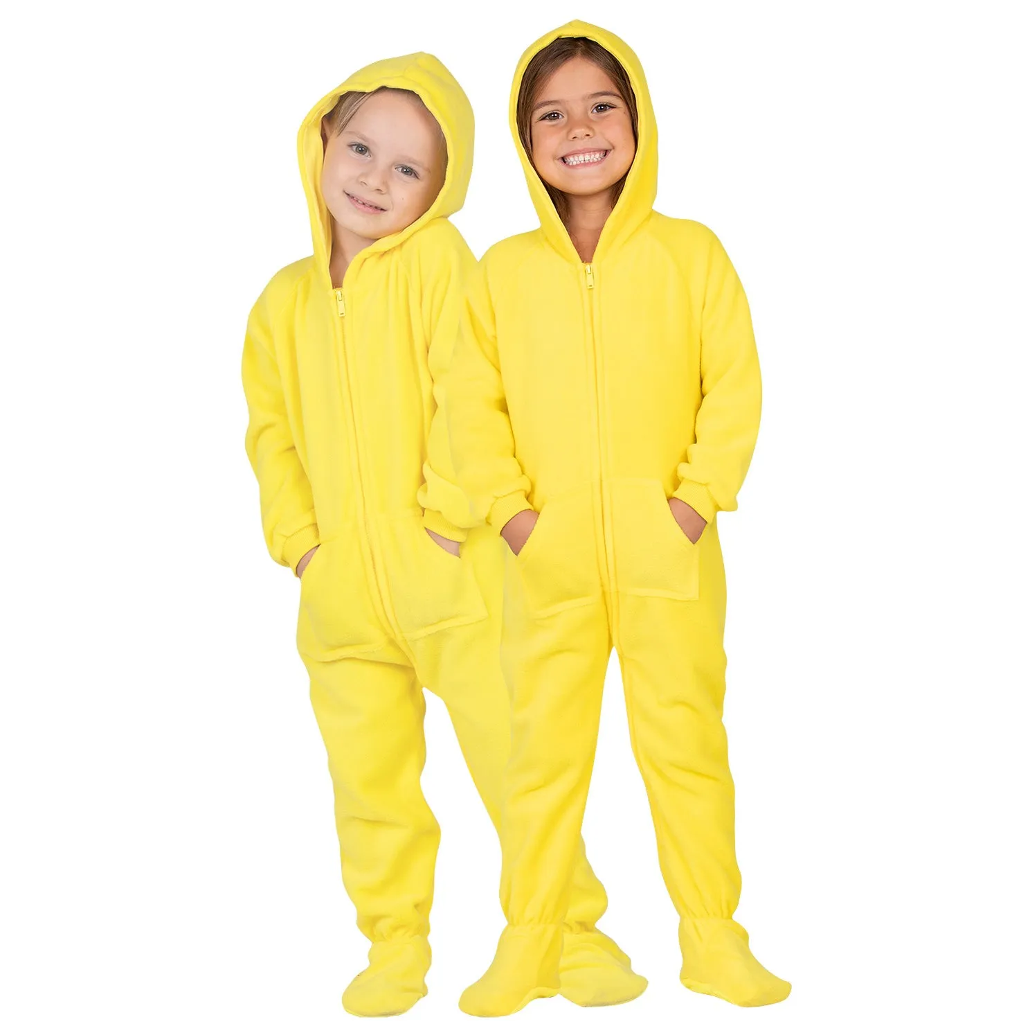 Family Matching Lemon Yellow Hoodie Fleece Onesie
