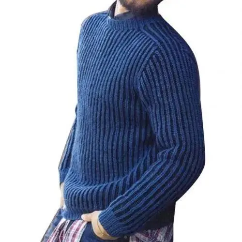 Fashion Men Solid Color O Neck Long Sleeve Causals Pullover Sweater Knitwear