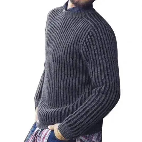 Fashion Men Solid Color O Neck Long Sleeve Causals Pullover Sweater Knitwear