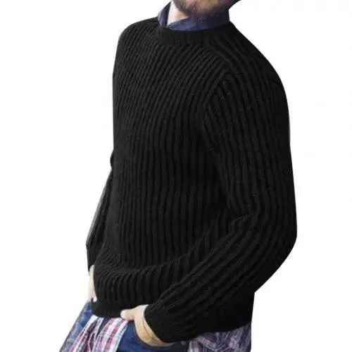 Fashion Men Solid Color O Neck Long Sleeve Causals Pullover Sweater Knitwear