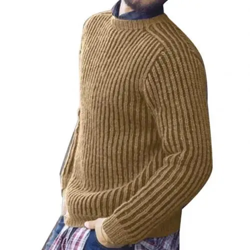 Fashion Men Solid Color O Neck Long Sleeve Causals Pullover Sweater Knitwear