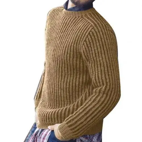 Fashion Men Solid Color O Neck Long Sleeve Causals Pullover Sweater Knitwear