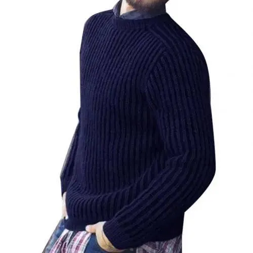 Fashion Men Solid Color O Neck Long Sleeve Causals Pullover Sweater Knitwear