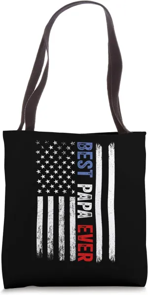 Father's Day Best Papa Ever with US American Flag Tote Bag