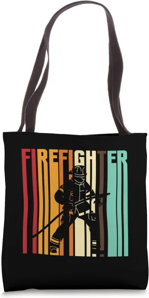 Firefighter Retro Style Hero Graphic With Bold Colors Tote Bag