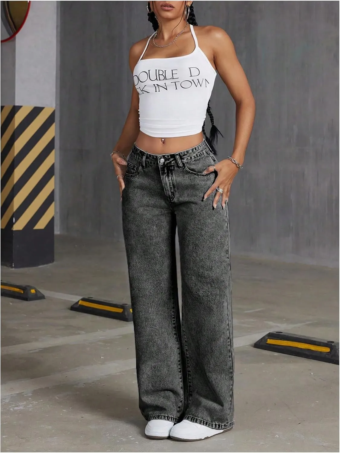 Floerns Women's Bowknot Embroidery Jeans Y2k Straight Leg Boyfriend Denim Pants