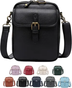 Forcipower Crossbody Leather Bag with 10 Card Slots, Zealburst Mini Messenger Shoulder Handbag, 2025 New Vintage Wallet