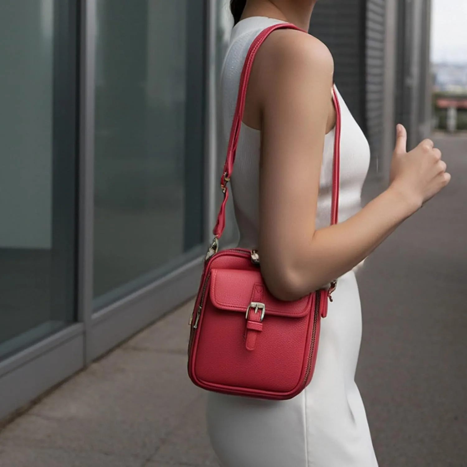 Forcipower Crossbody Leather Bag with 10 Card Slots, Zealburst Mini Messenger Shoulder Handbag, 2025 New Vintage Wallet