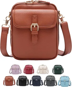 Forcipower Crossbody Leather Bag with 10 Card Slots, Zealburst Mini Messenger Shoulder Handbag, 2025 New Vintage Wallet