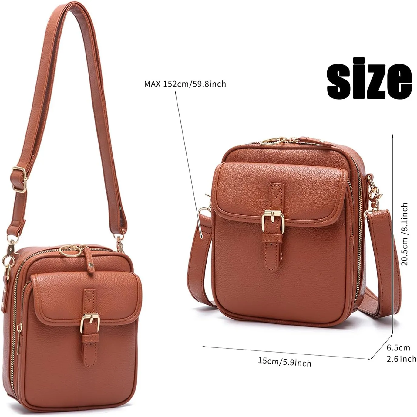 Forcipower Crossbody Leather Bag with 10 Card Slots, Zealburst Mini Messenger Shoulder Handbag, 2025 New Vintage Wallet