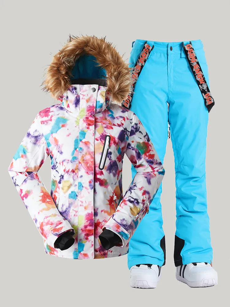 Gsou Snow Women's Camo Ski Suit Snowboard Jacket And Pants Set