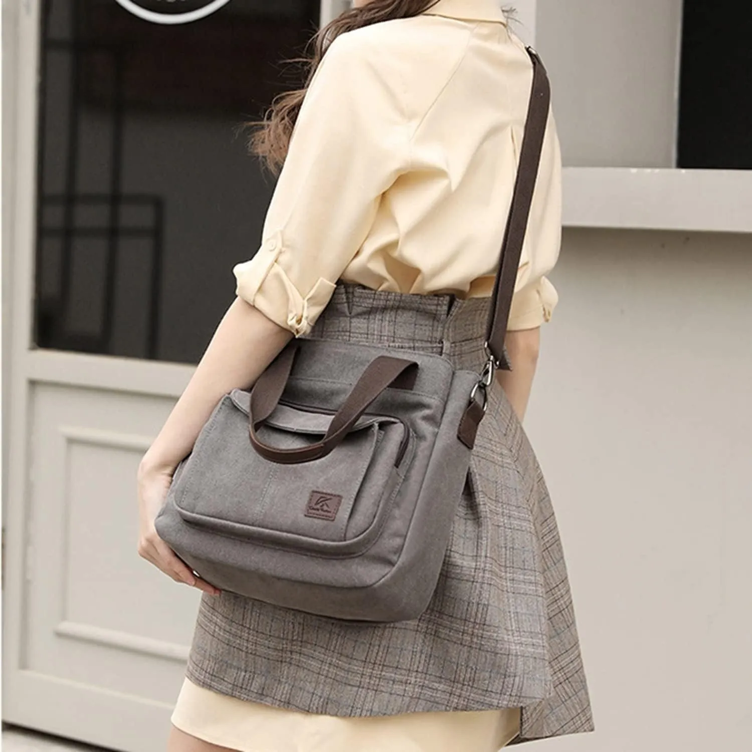 Handbags Women's Canvas Tote Purse Shoulder Crossbody Bag Lightweight Multi-Pocket Work Top Handle Bags