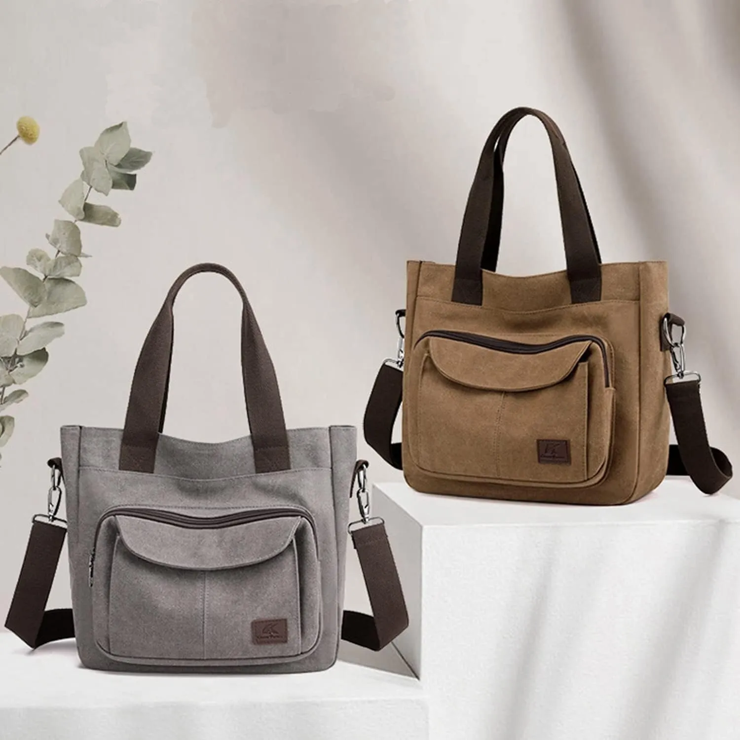 Handbags Women's Canvas Tote Purse Shoulder Crossbody Bag Lightweight Multi-Pocket Work Top Handle Bags